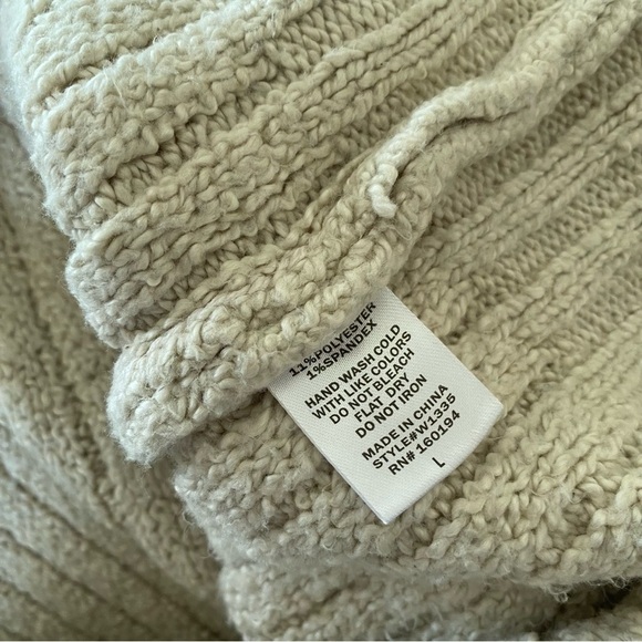 By Together Sweater Waffle Knit Chunky Turtle Neck Brown Tan: Large - Picture 7 of 9